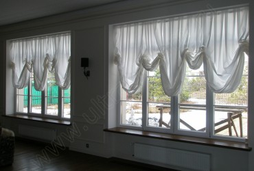 Электрокарнизы для подъёмных штор - вид на шторы